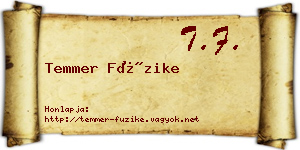 Temmer Füzike névjegykártya